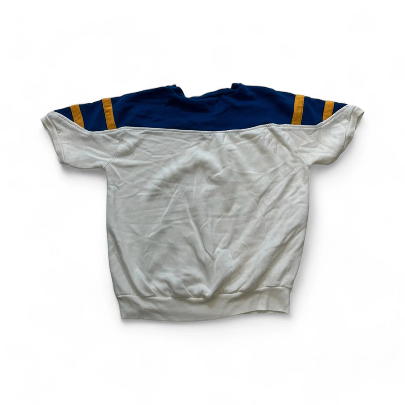 Vintage Dunlop Blue And Yellow Striped Yoke, Vintage Athletic Style Sweater White Size Small