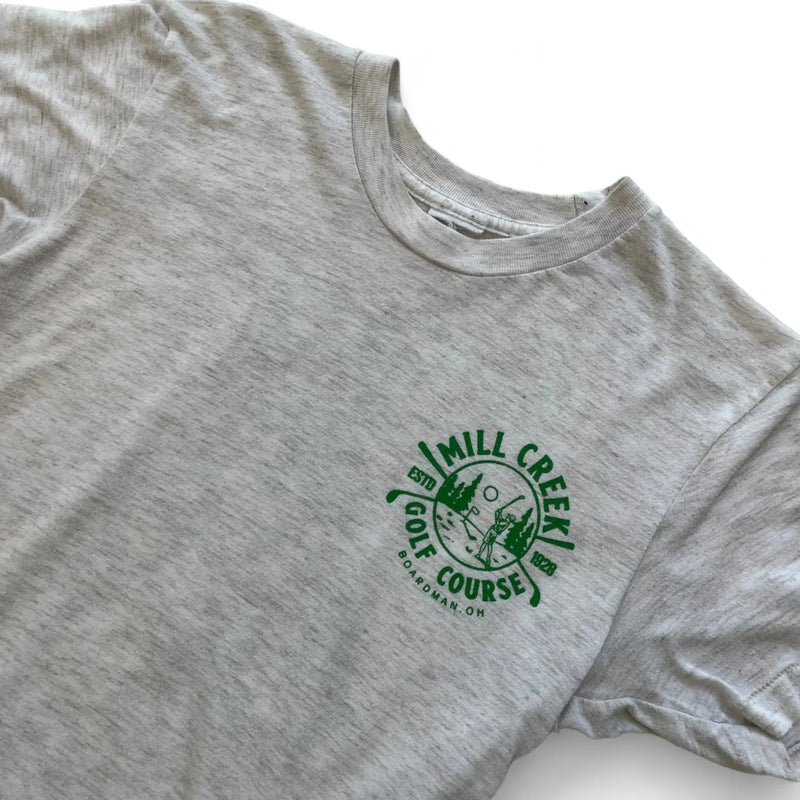 Vintage 90s Golf Heather Grey With A Green Printed Map Design On The Back And A Green Logo On The Front T-shirt Grey Size