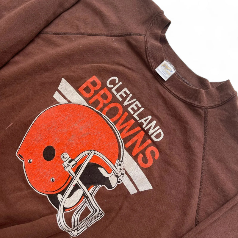 Vintage 80s NFL Trench Vintage Styling, Cleveland Browns Football Helmet Graphic Sweatshirt Brown Size