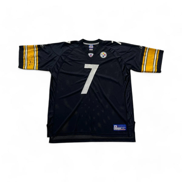 Vintage 2000s Reebok NFL Pittsburgh Steelers NFL Jersey With Number 7, Black Mesh Fabric, Yellow Sleeves With Embroidered Details And Steelers Logo Patch Sports Jersey Black Size XXL