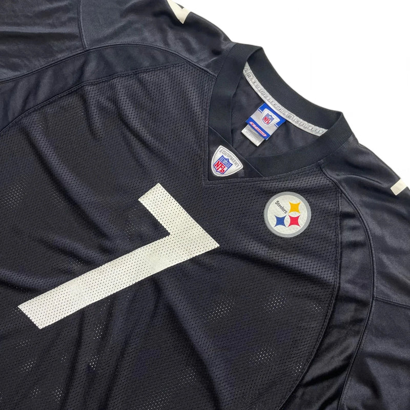 Vintage 2000s Reebok NFL Pittsburgh Steelers NFL Jersey With Number 7, Black Mesh Fabric, Yellow Sleeves With Embroidered Details And Steelers Logo Patch Sports Jersey Black Size XXL