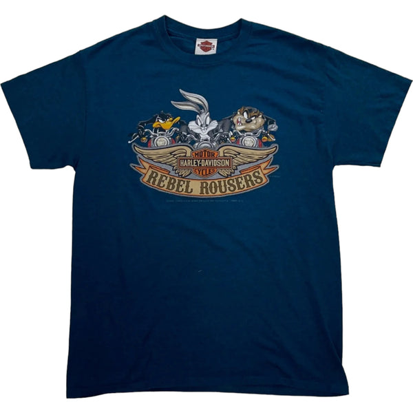 Vintage Harley-Davidson Harley-Davidson And Looney Tunes Rebel Rousers Montreal Quebec T-Shirt Blue Size Medium