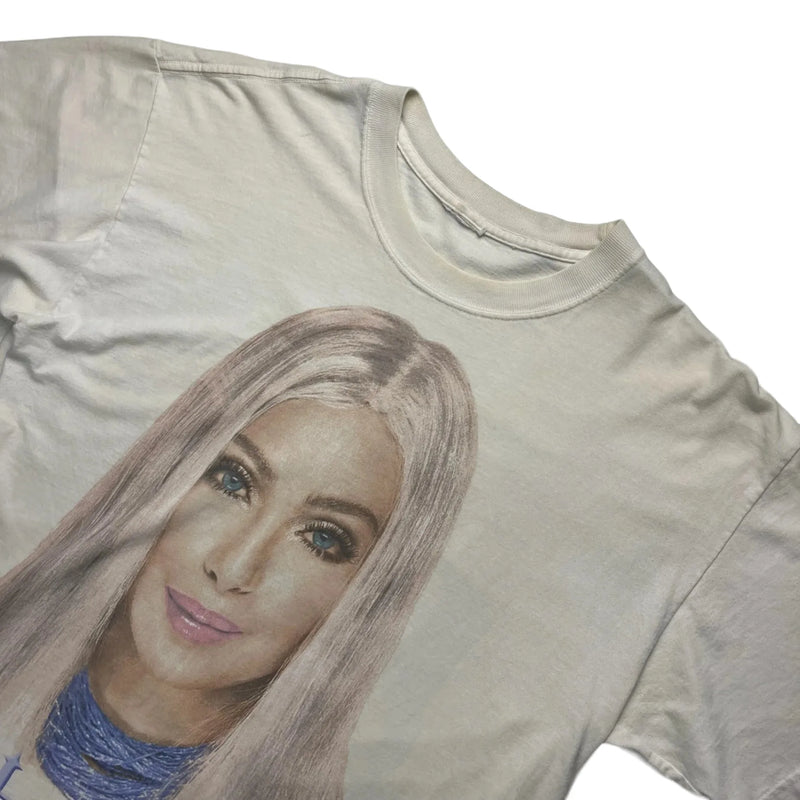 Vintage Y2K N/A Graphic Print Of Cher With "Cher Spellout", Living Proof Farewell Tour 2003 T-shirt White Size Large