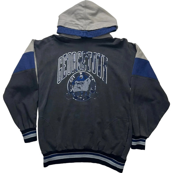 Vintage 00's Georgetown Hoyas Print, Tri-color Scheme, Ribbed Cuffs And Hem, Two-tone Hood Interior. Hoodie Gray Size Small