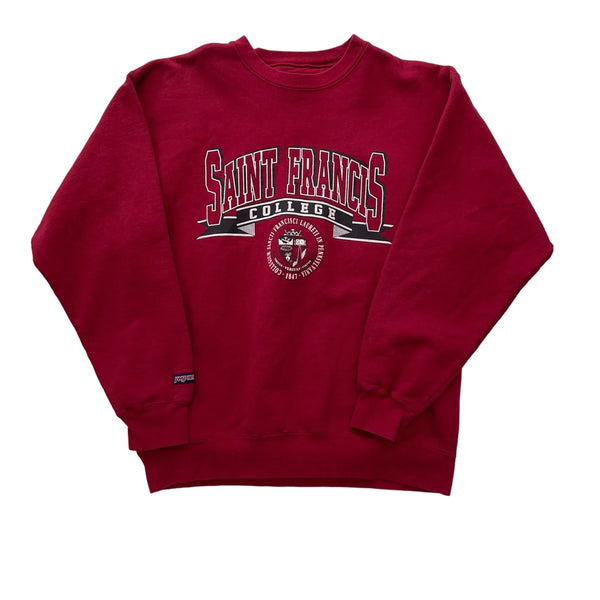 Vintage Jansport Vintage Jansport Sweatshirt With 'SAINT FRANCIS COLLEGE' Print, Ribbed Cuffs And Hem. Sweatshirt Red Size L