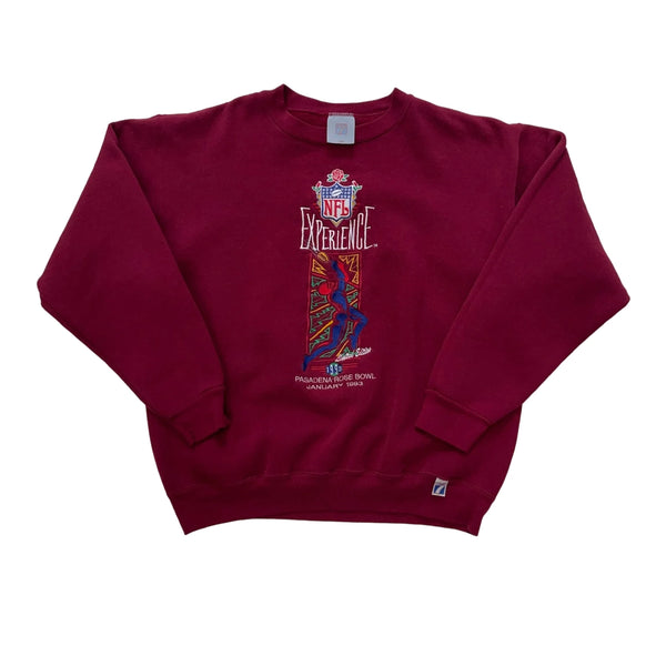 Vintage Logo 7 NFL Experience Front Graphic Print From 1993, Pasadena Rose Bowl. Sweatshirt Red Size L