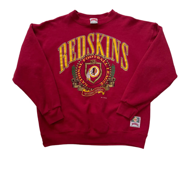 Vintage Nutmeg Crewneck Sweatshirt With Washington Redskins Logo And NFL Branding, Typical Of The 1990s Era Sportswear Style. Sweatshirt Red Size L