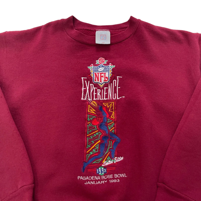 Vintage Logo 7 NFL Experience Front Graphic Print From 1993, Pasadena Rose Bowl. Sweatshirt Red Size L