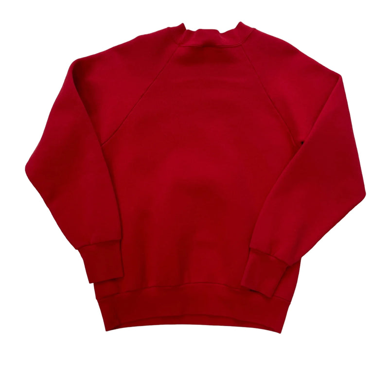 Vintage Oneita Features 'Indiana Hoosiers' And 'IU' Appliqué, Crewneck, Raglan Sleeves, Ribbed Cuffs And Hem. Sweatshirt Red Size M