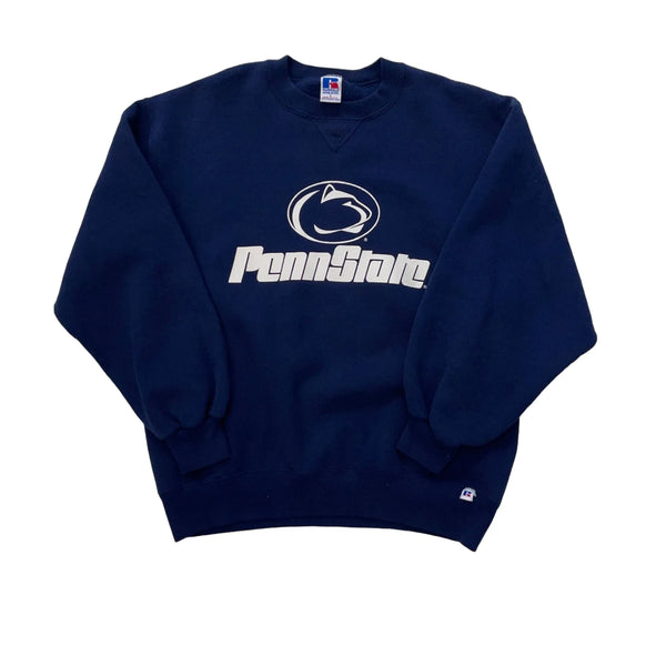 Vintage Russell Athletic Features A Bold "Penn State" Logo And Graphic. Ribbed Cuffs And Hem. Loose, Vintage Crewneck Style. Sweatshirt Navy Size L