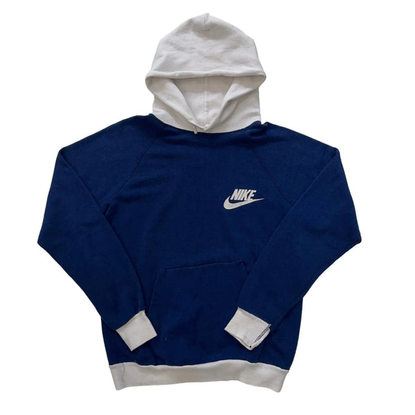 Vintage Nike Vintage Navy Hoodie With White Hood And Cuffs, Nike Logo On Front Hoodie Navy Size