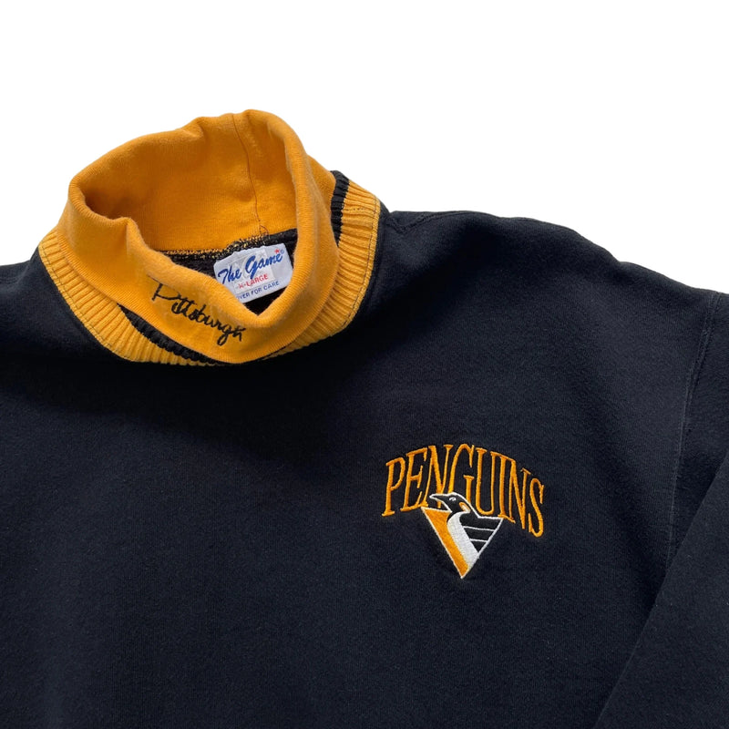 Vintage The Game Black Sweatshirt With Yellow Accents, Pittsburgh Penguins Embroidery Sweatshirt Black Size XL