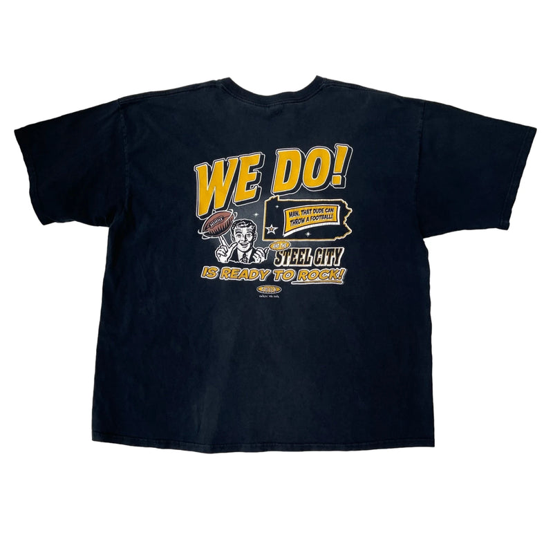 Vintage N/A Vintage-style Black T-shirt With Bold Yellow And White Text Graphics. Features 'got Ben?' On The Front And 'WE DO!' With Football Graphics On The Back. T-Shirt Black Size