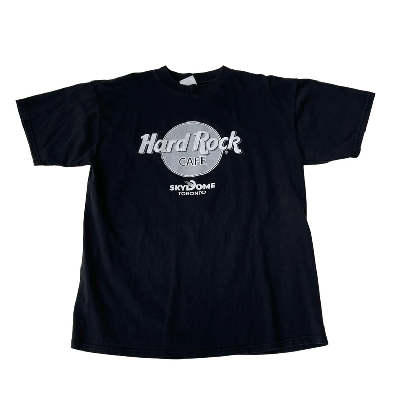 Vintage Hard Rock Cafe Features The Iconic Hard Rock Café Logo With 'SKYDOME TORONTO' Text, Classic Crew Neck, Short Sleeves, Relaxed Fit, Made Of Cotton. T-shirt Black Size