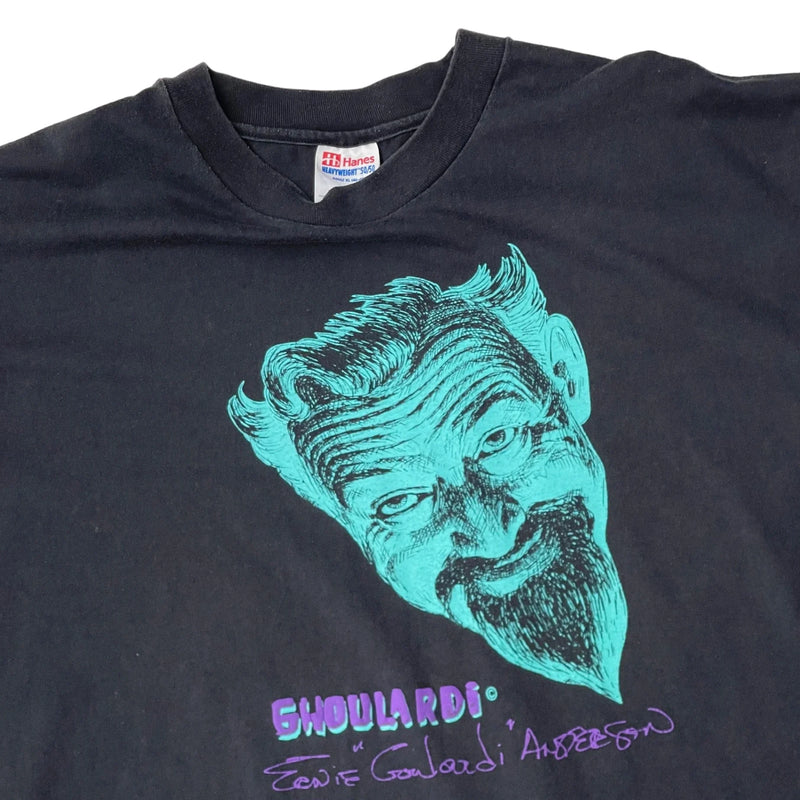 Vintage Hanes Vintage T-shirt With Teal Illustration And Purple Text. Ghoulardi Theme. T-shirt Black Size Extra Large