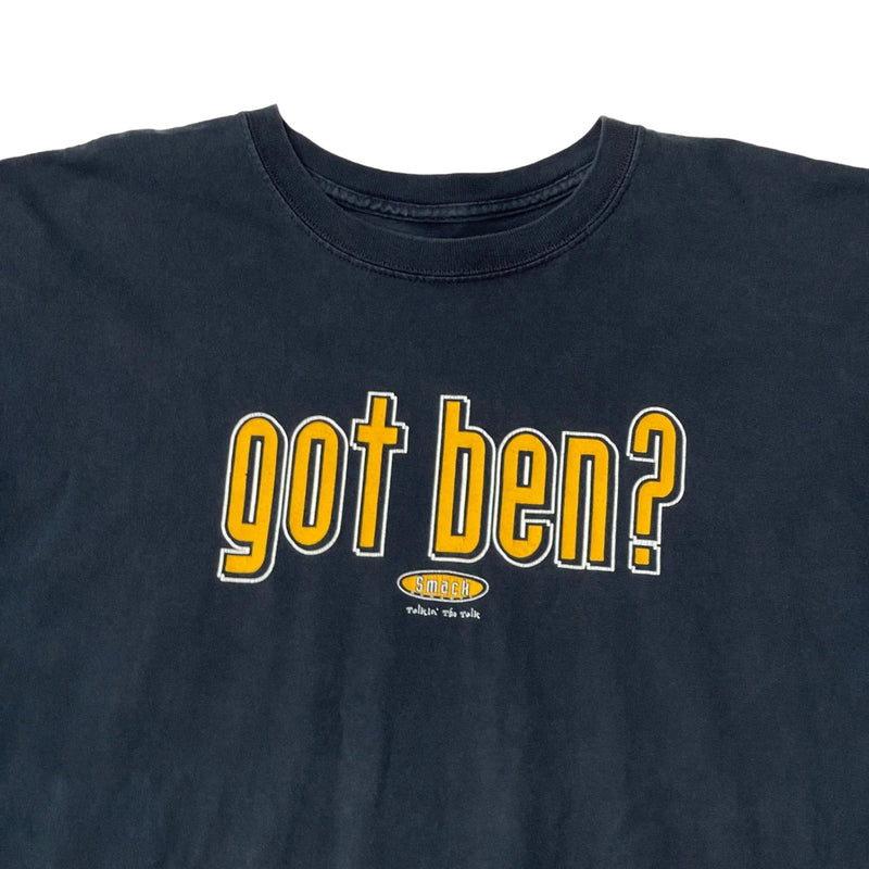 Vintage N/A Vintage-style Black T-shirt With Bold Yellow And White Text Graphics. Features 'got Ben?' On The Front And 'WE DO!' With Football Graphics On The Back. T-Shirt Black Size