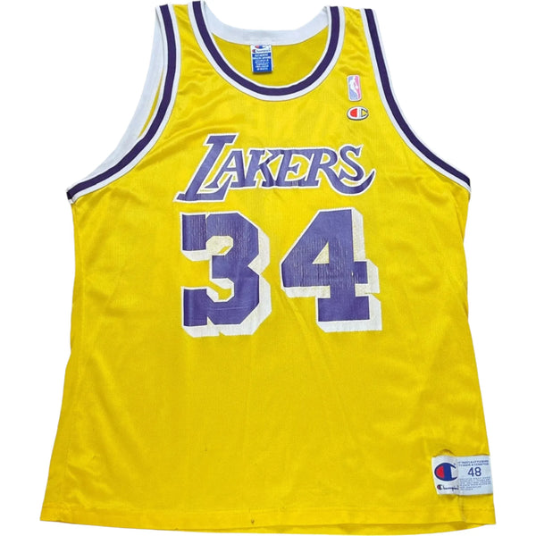 Vintage 90's Champion NBA LA Lakers Shaquille O'neal Jersey Yellow Size Extra Extra Large