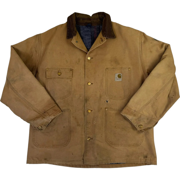 Vintage 80's Carhartt Rugged Workwear Button-Up Jacket Brown Size XL