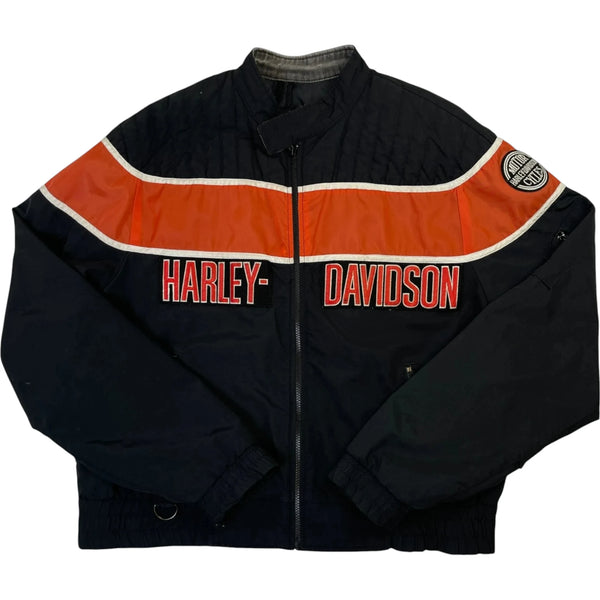 Vintage 90's Harley-Davidson Zip-Up Biker Jacket Black Size XL