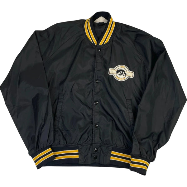 Vintage 80s Chalk Line NCAA University Of Iowa Hawkeyes Button-Up Jacket Black Size L