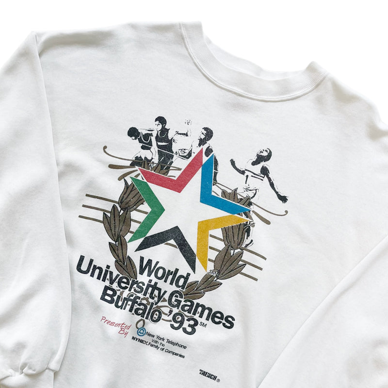 Vintage 1993 World University Games Buffalo White Crewneck