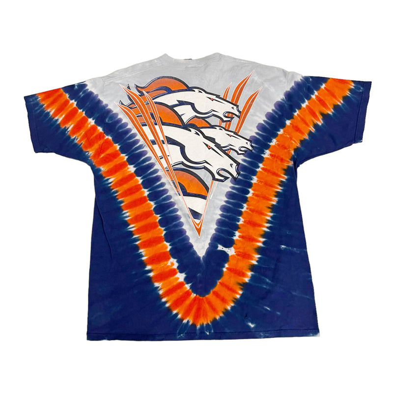 Vintage 90s Liquid Blue NFL Denver Broncos Tie Dye T-Shirt