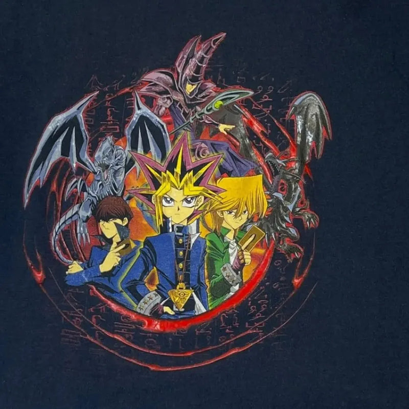 Vintage 90's Yu-Gi-Oh! Yami Yugi Dark Magician Dueling T-Shirt Navy Size Youth L