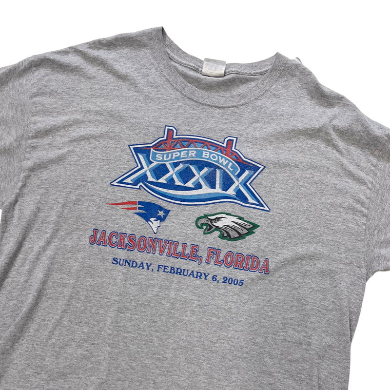 Vintage 2005 NFL Super Bowl Eagles Vs Patriots Grey T-Shirt