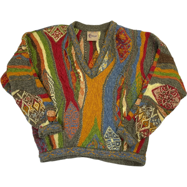 Vintage 90s Coogi Patterned Knit Sweater Multicolor Size Medium