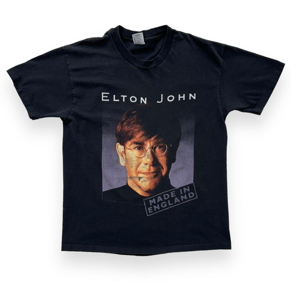 Vintage 90s Elton John Made In England Tour Black T-Shirt