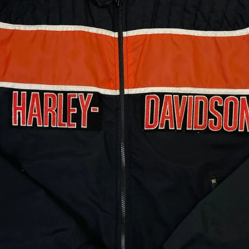 Vintage 90's Harley-Davidson Zip-Up Biker Jacket Black Size XL