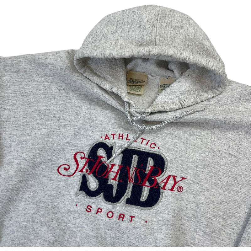 Vintage 90's Made In USA St. John's Bay Hooded Sweatshirt Grey Size XL