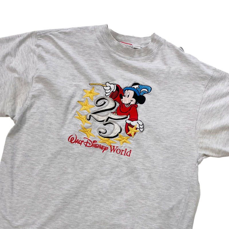 Vintage 90s Mickey Mouse Walt Disney World 25 Years Grey T-Shirt