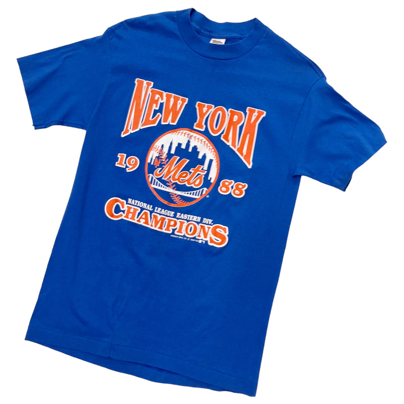 Vintage 1988 MLB New York Mets Eastern Division Champions Blue T-Shirt