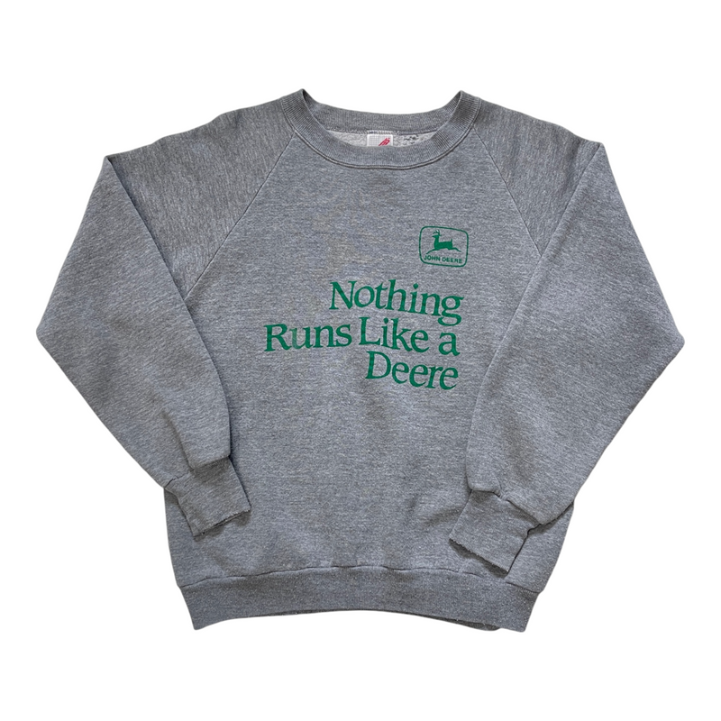 Vintage Jerzees 'Nothing Runs Like A Deere,' Featuring A John Deere Logo Sweater Gray Size Medium