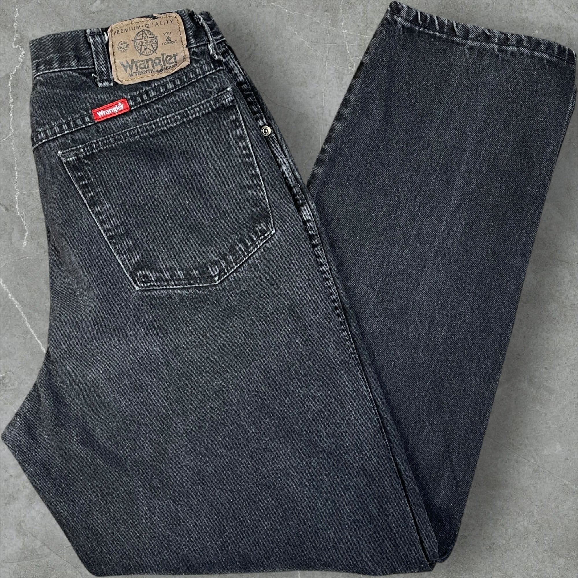 Vintage Wrangler Black Denim Jeans Straight Size 34x34