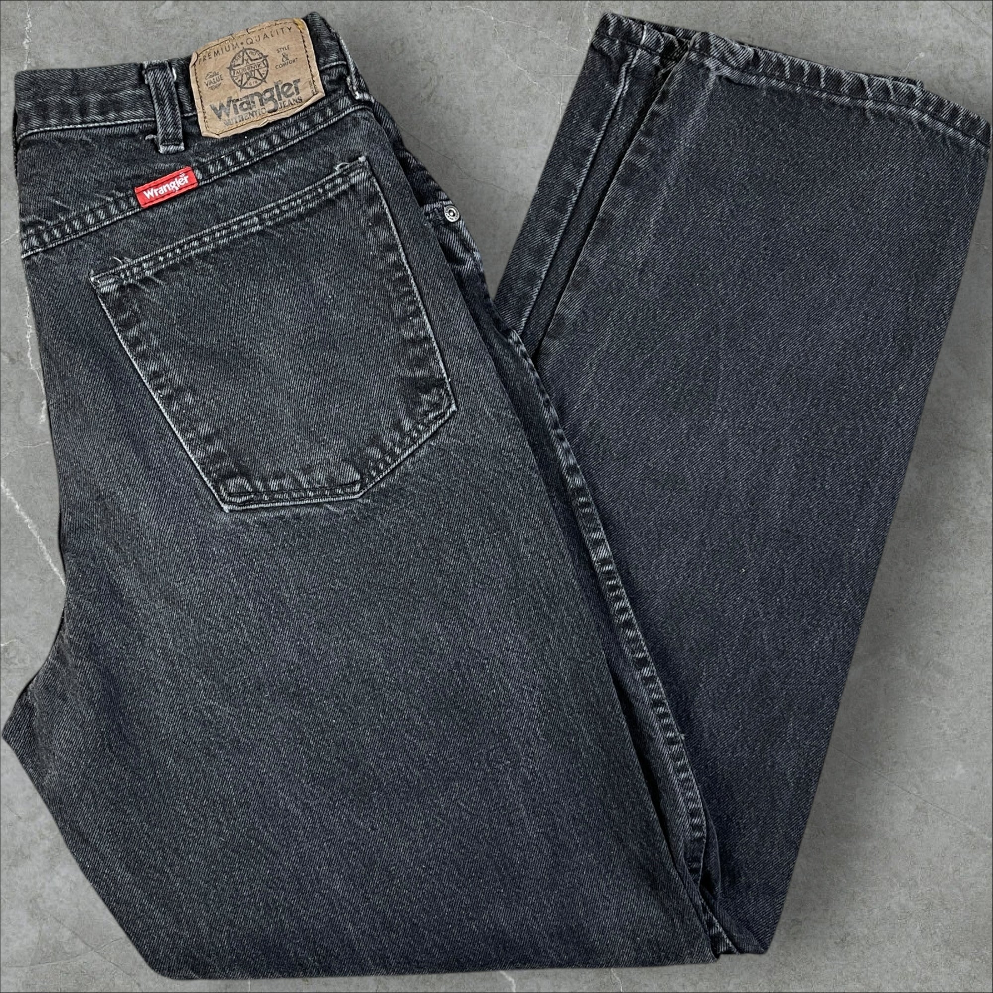 Vintage Wrangler Black Denim Jeans Straight Size 34x34