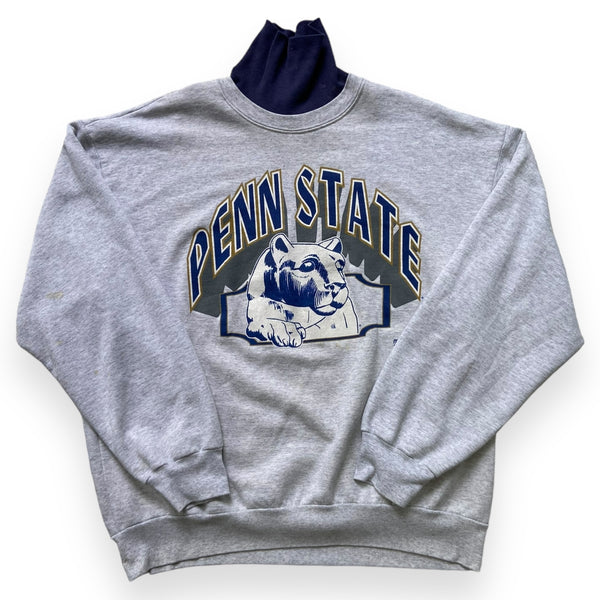 Vintage 90s Penn State NCAA Trench Made In USA Sweatshirt Gray Size XL