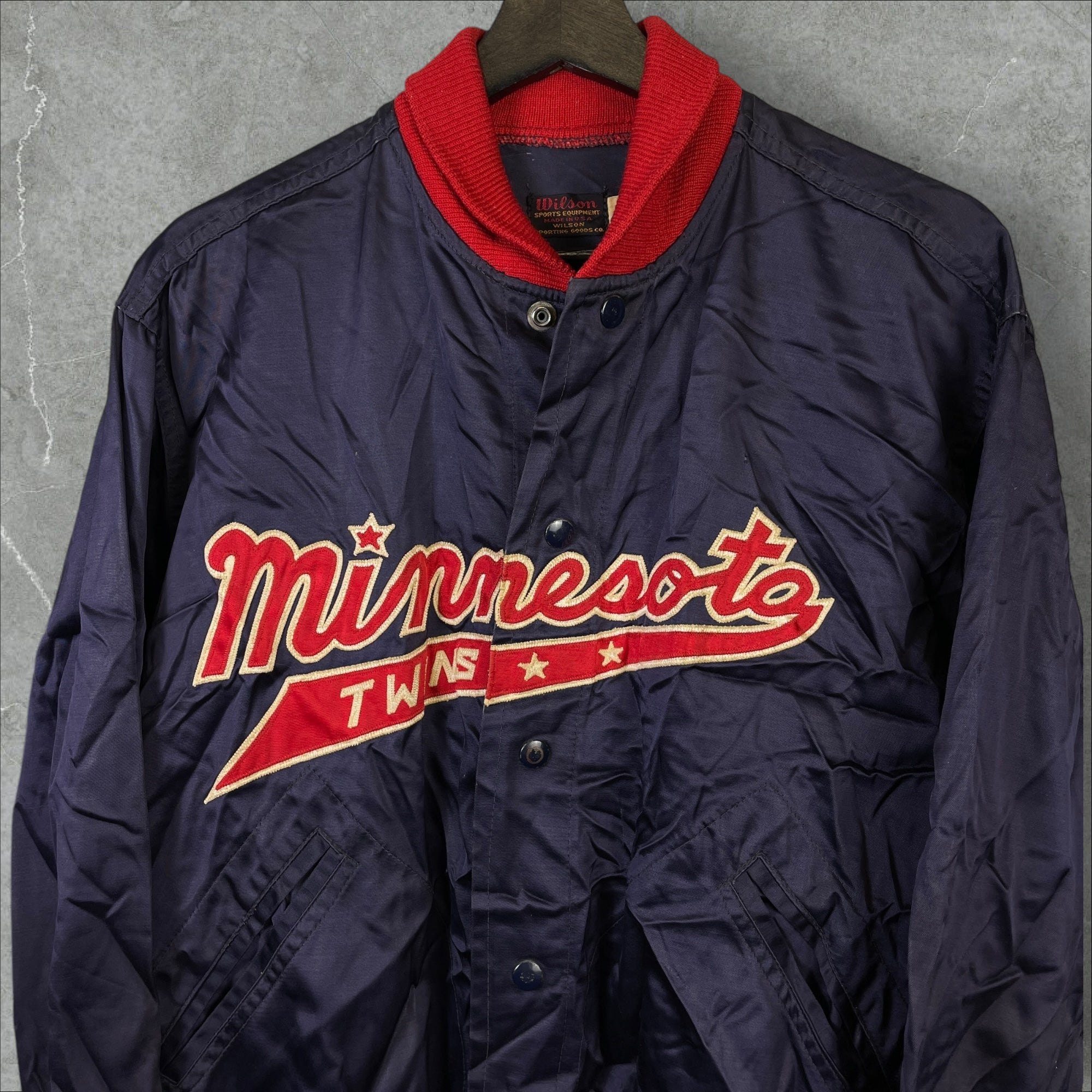 Vintage 90s MLB Wilson Minnesota Twins Navy Jacket Size 48