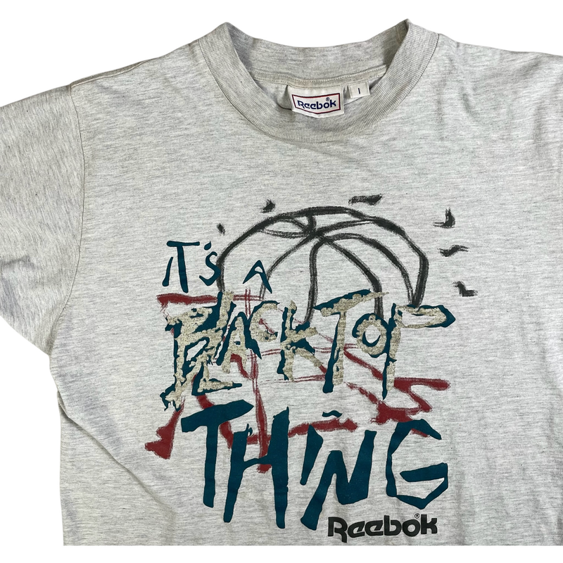 Vintage 90s Reebok It's A Black Top Things Basketball T-Shirt Gray Size M