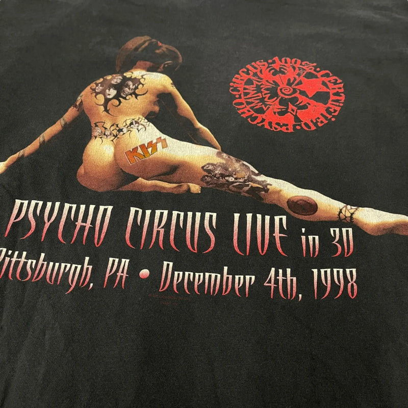 Vintage Band 1998 KISS Band Pyscho Circus Tour Live In 3D T-Shirt Black Size Large