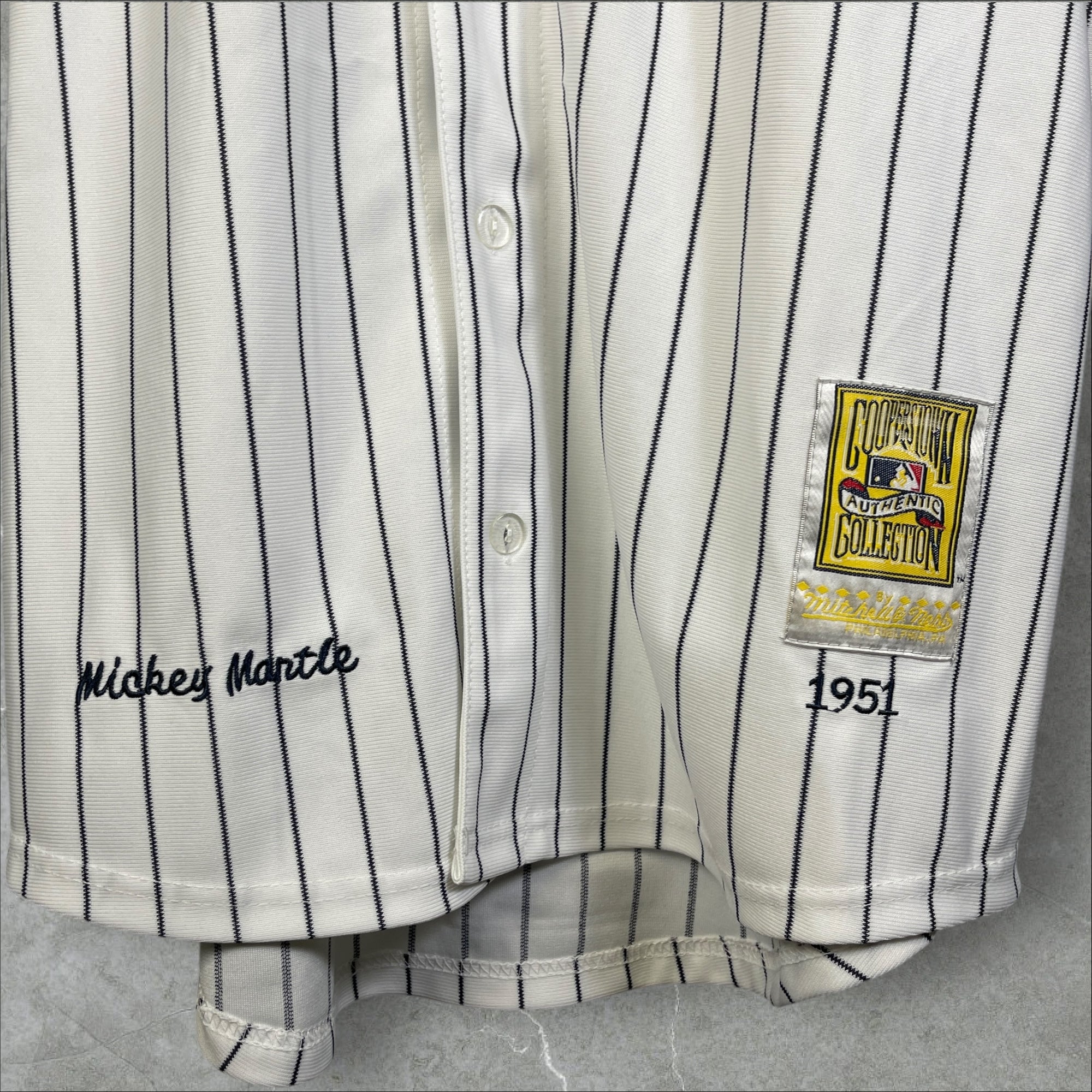 100% Authentic MLB New York Yankees Mitchell & Ness 1951 Mickey Mantle #7 Cream Jersey Size 54