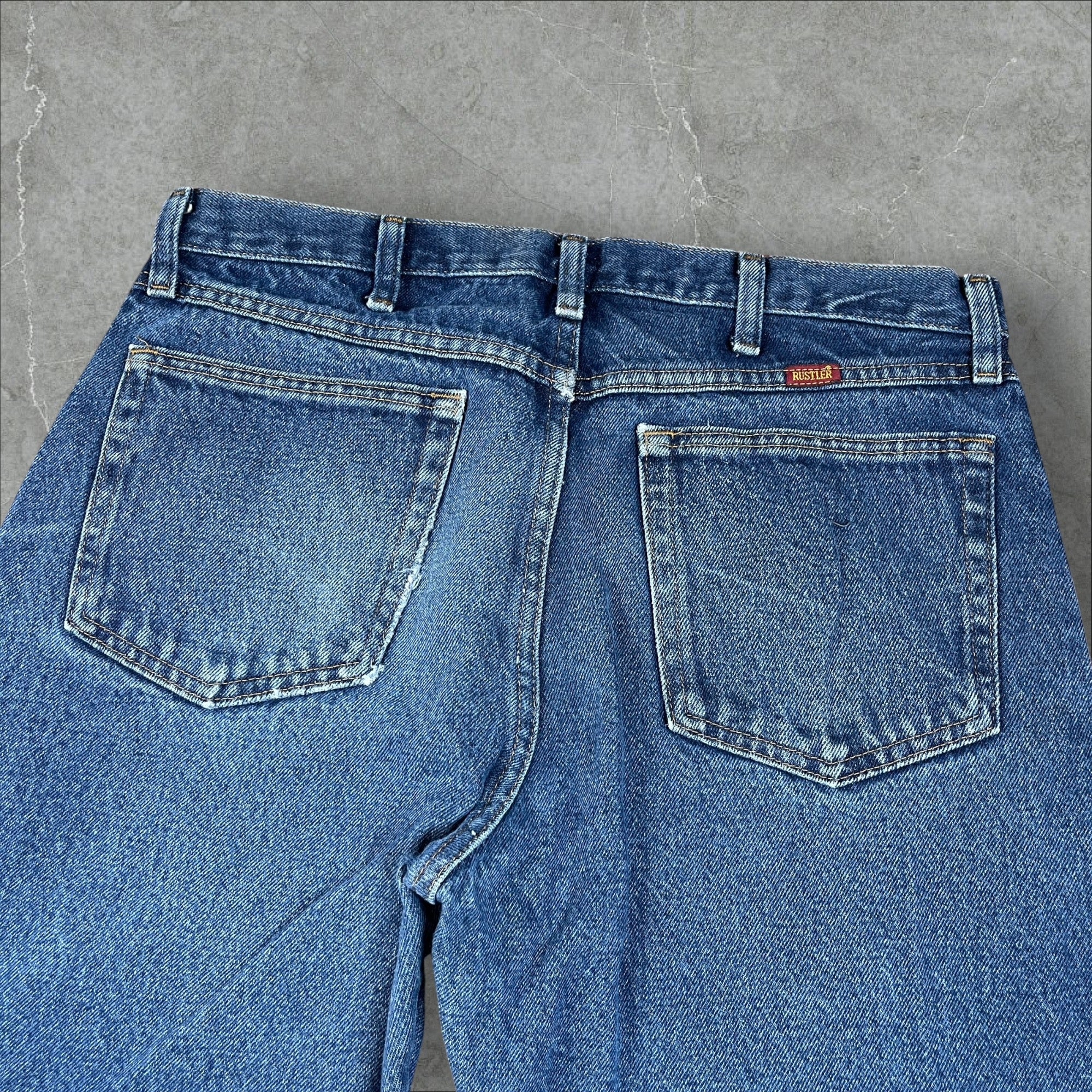 Vintage Rustler Relaxed Fit Blue Denim Jeans A101 Size 34x30