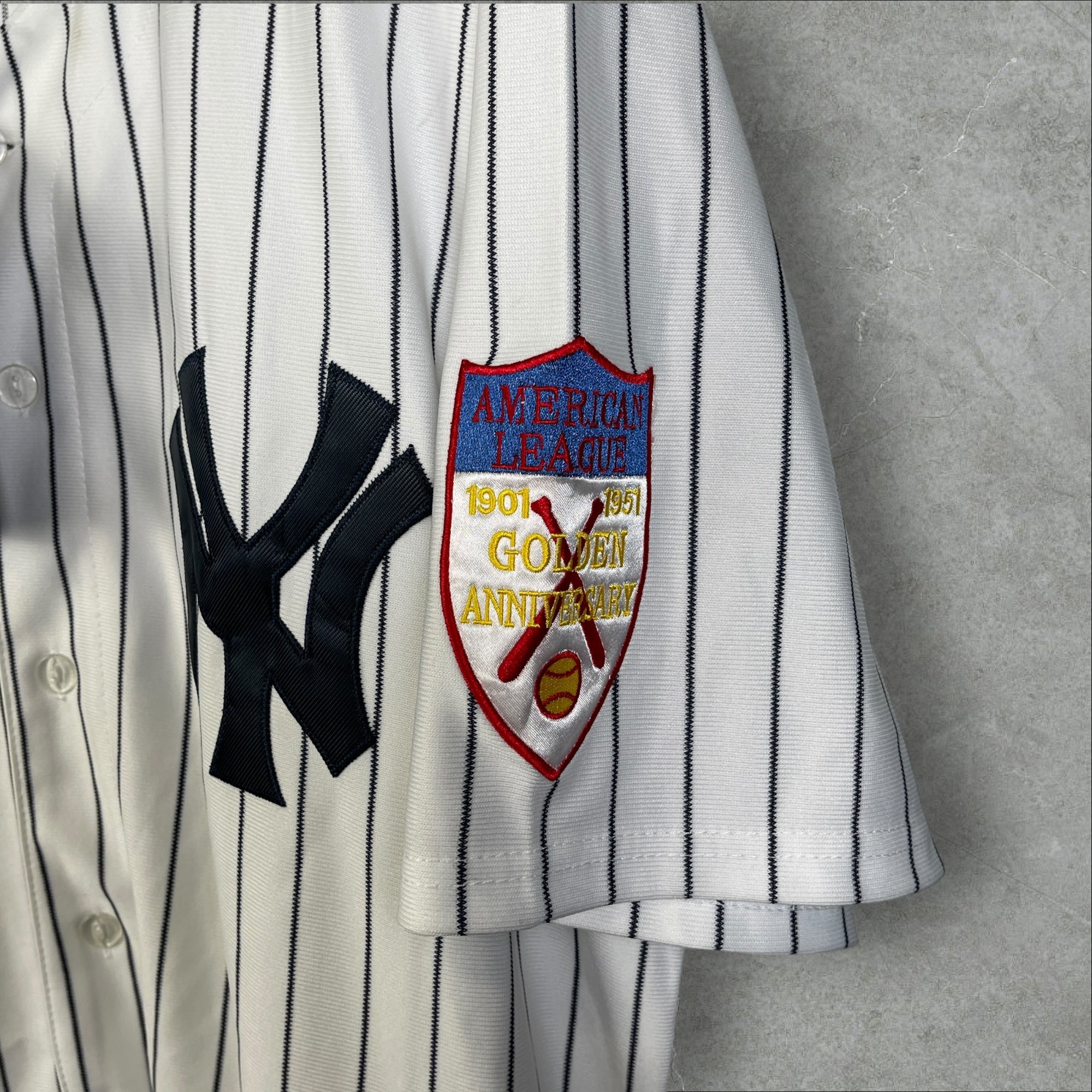 100% Authentic MLB New York Yankees Mitchell & Ness 1951 Mickey Mantle #7 Cream Jersey Size 54