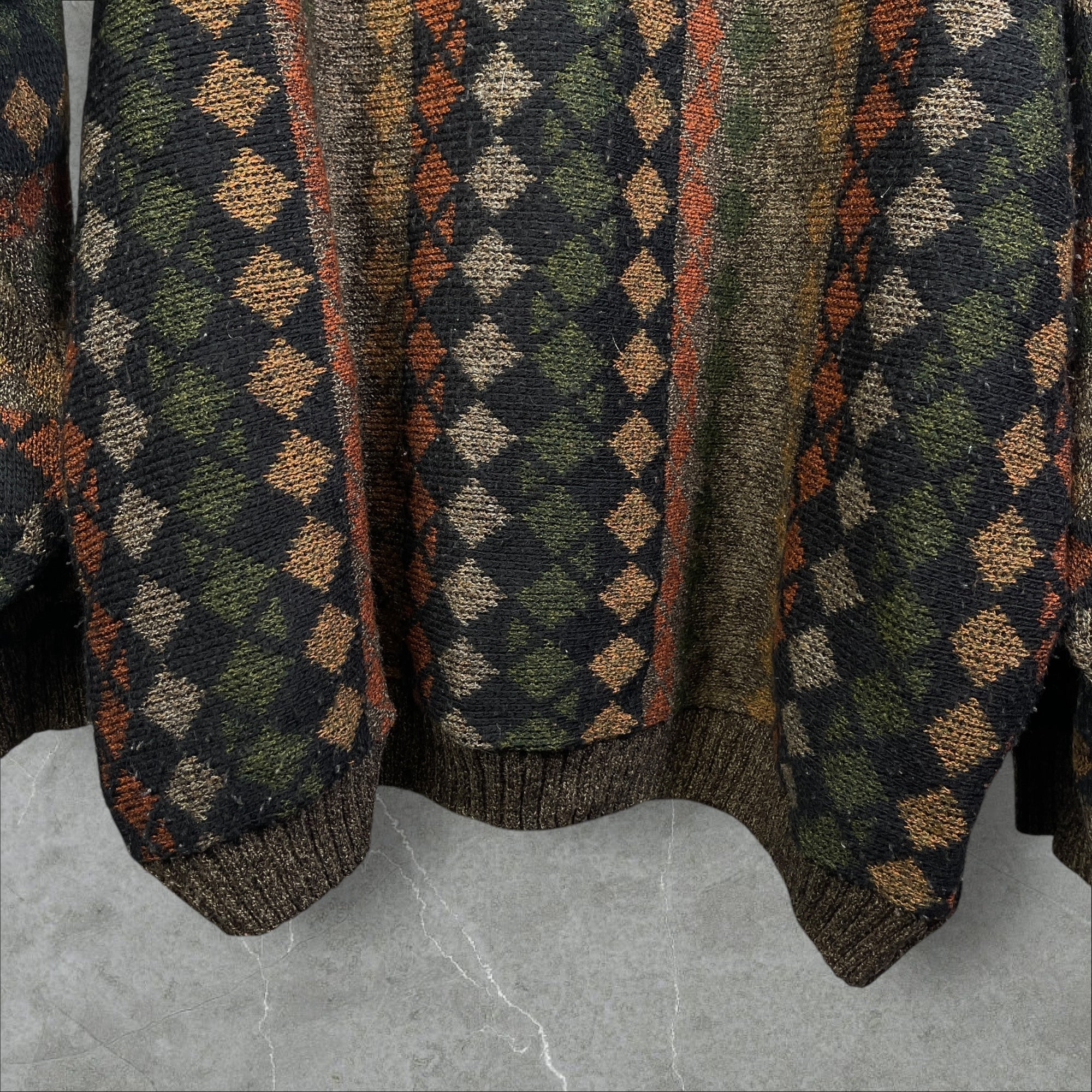 Vintage 90s Protege Collection Knit Sweater Brown Orange Black Green Size 2XL