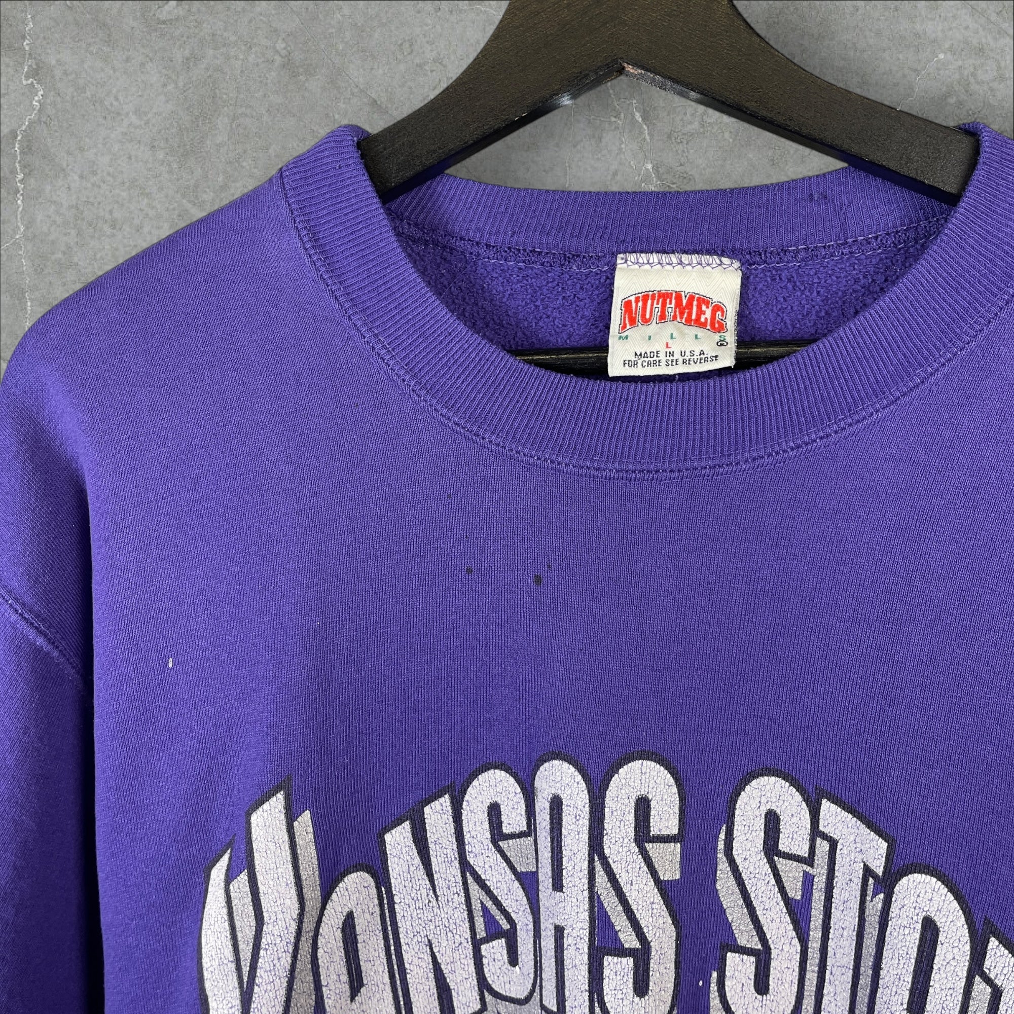 Vintage 90s NCAA Kansas State Wildcats Purple Sweatshirt Size Large