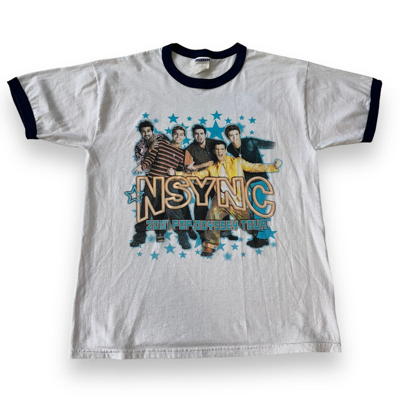 Vintage 2001 NSYNC Band Tour Ringer T-Shirt White Size Large