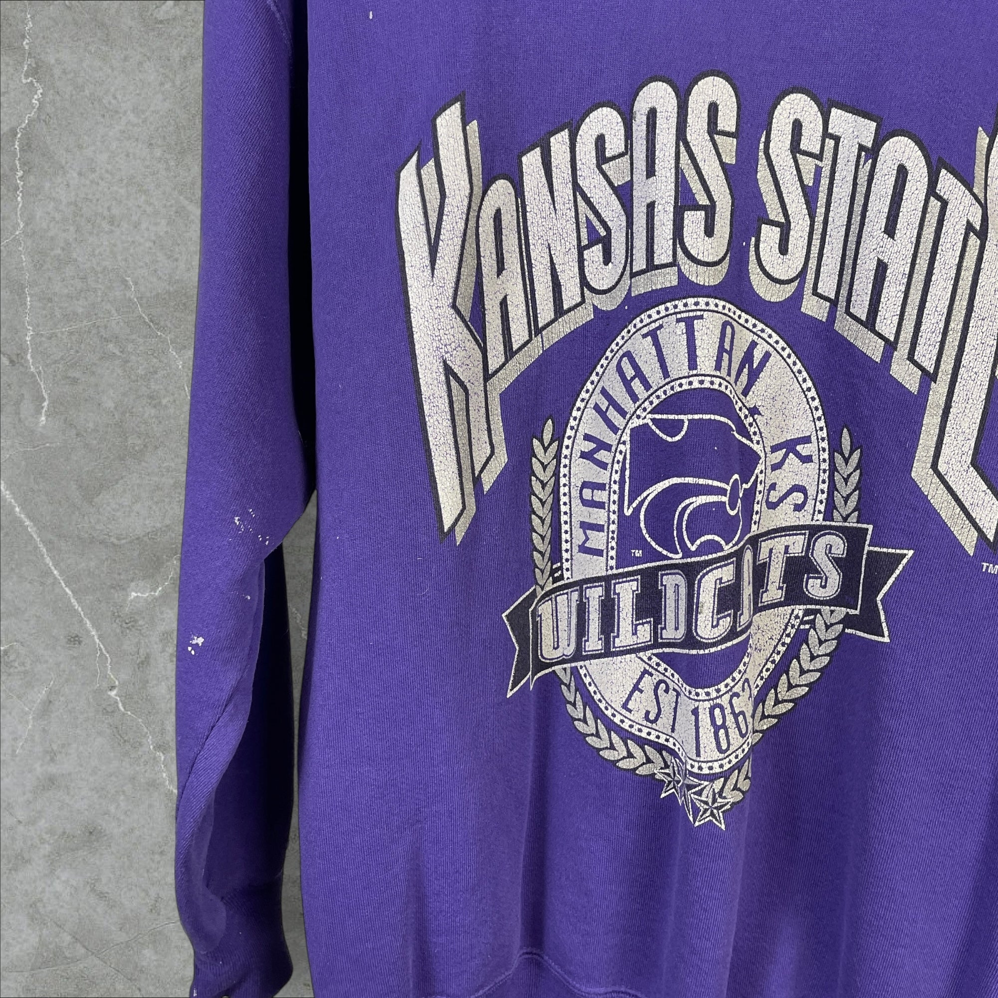 Vintage 90s NCAA Kansas State Wildcats Nutmeg Purple Sweatshirt Size Large