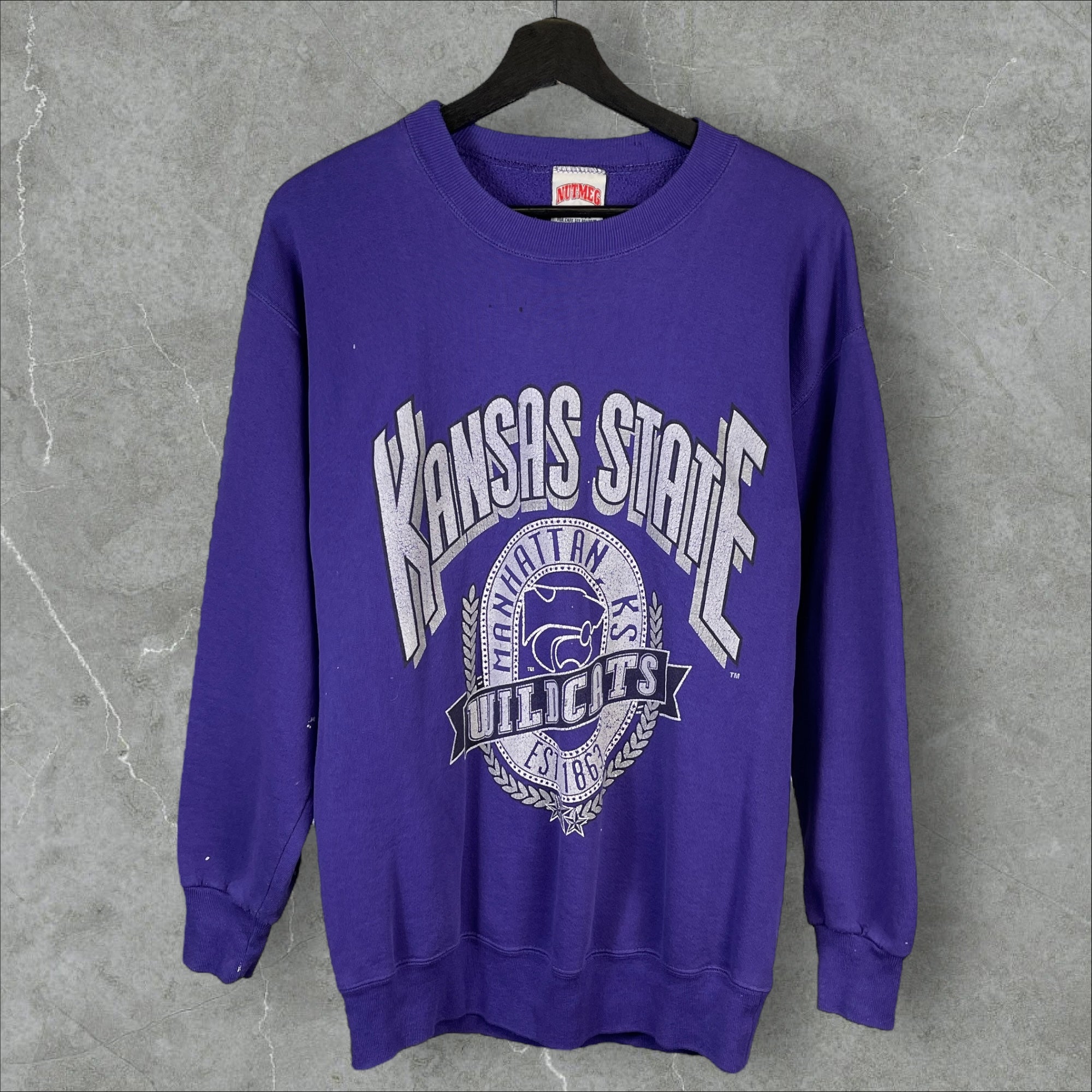 Vintage 90s NCAA Kansas State Wildcats Nutmeg Purple Sweatshirt Size Large