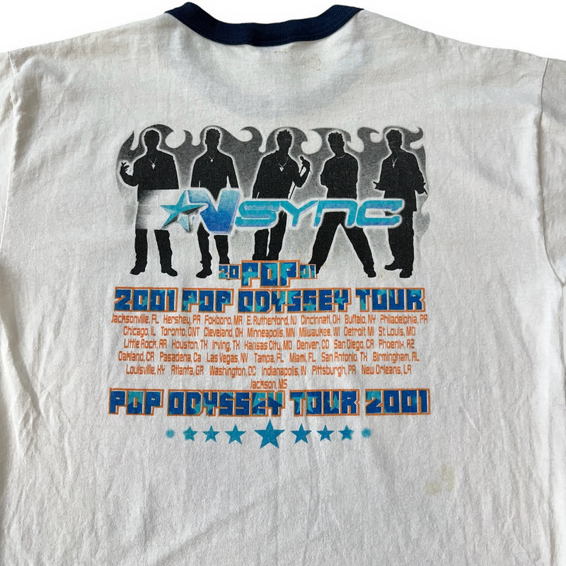 Vintage 2001 NSYNC Band Tour Ringer T-Shirt White Size Large